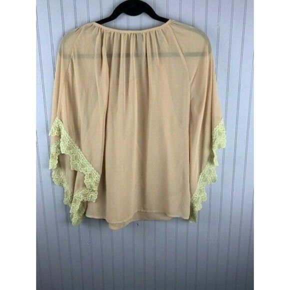 Bellatrix Size XS Womens Top Tan Dolman Sleeve Cross Over Front Lace Sco… - Picture 7 of 7